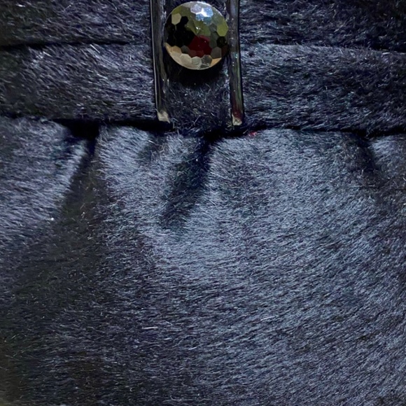 VTG Christian DIOR 1960s Fur Felt Black Hat Goth Outfit Dark Academia Winter Hat - Picture 2 of 8